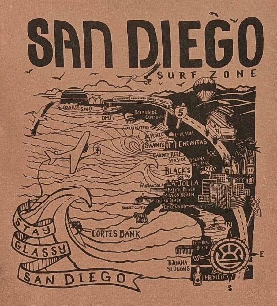 San Diego Map Hoody with Surf Co. Logo