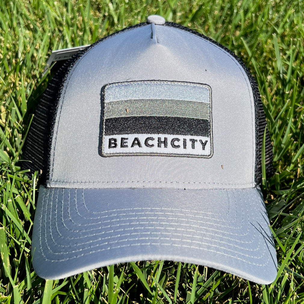 Beachcity San Diego Gray Sunset Flag Trucker