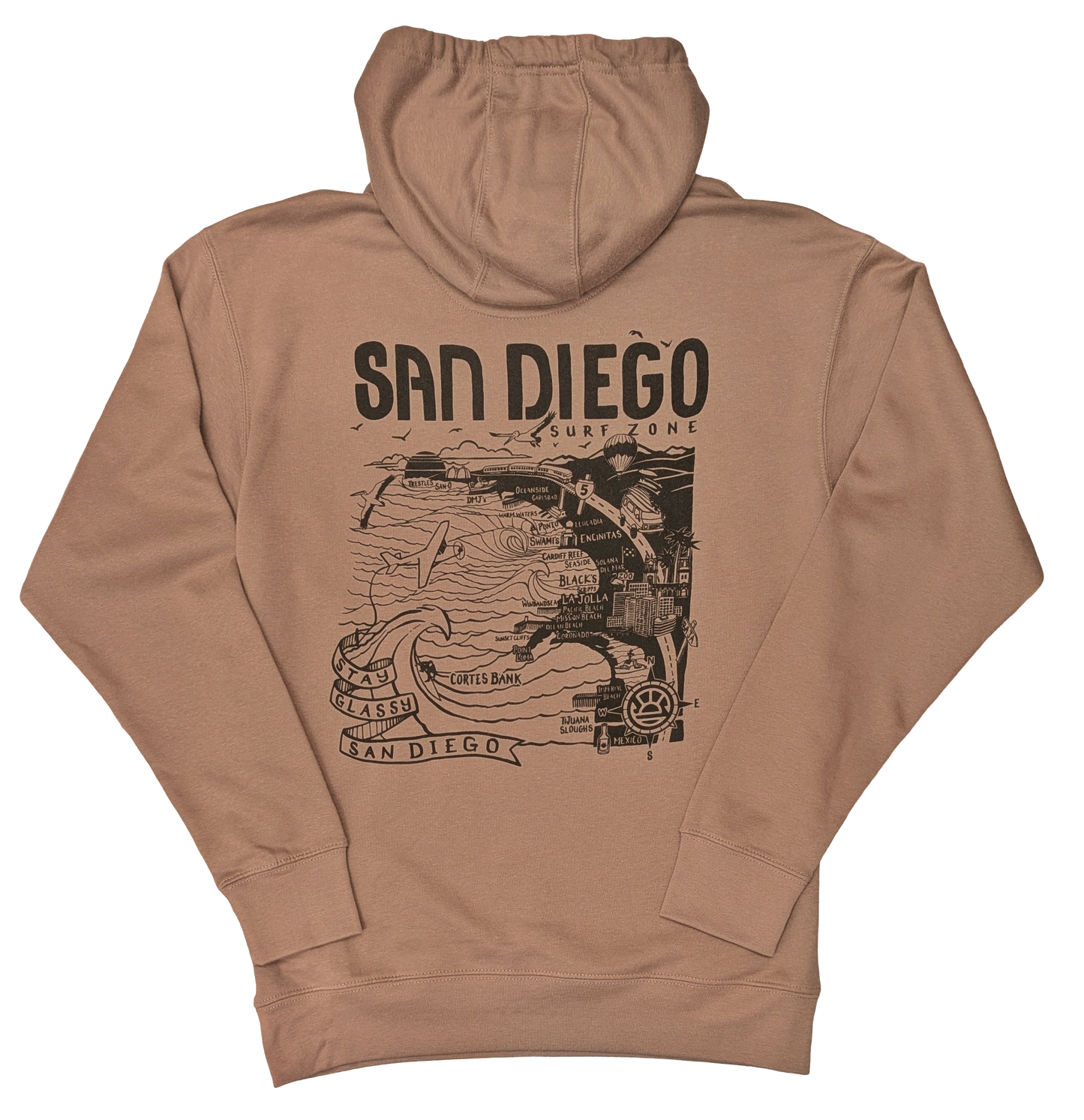 San Diego Map Hoody with Surf Co. Logo