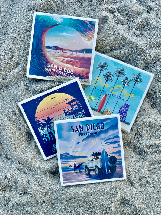 San Diego Surf Co. Coaster - PAINTERLLY BEACH ACTIVITES