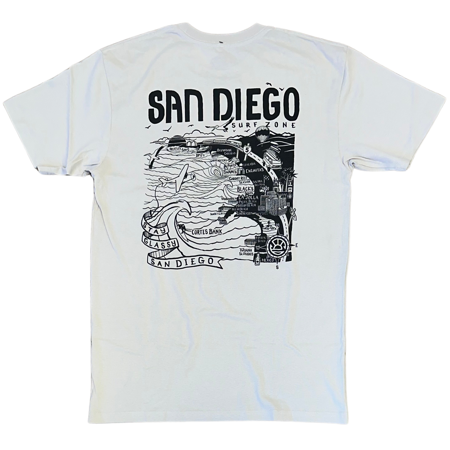 San Diego Map T-shirt with Surf Co. Logo