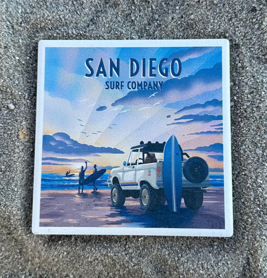 San Diego Surf Co. Coaster - PAINTERLLY BEACH ACTIVITES