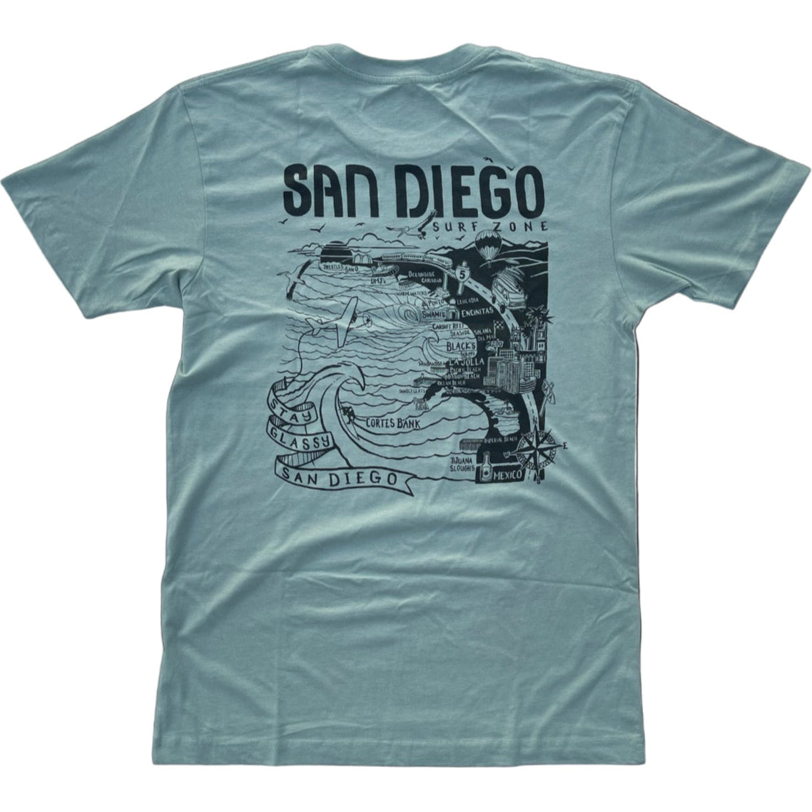 San Diego Map T-shirt with Surf Co. Logo