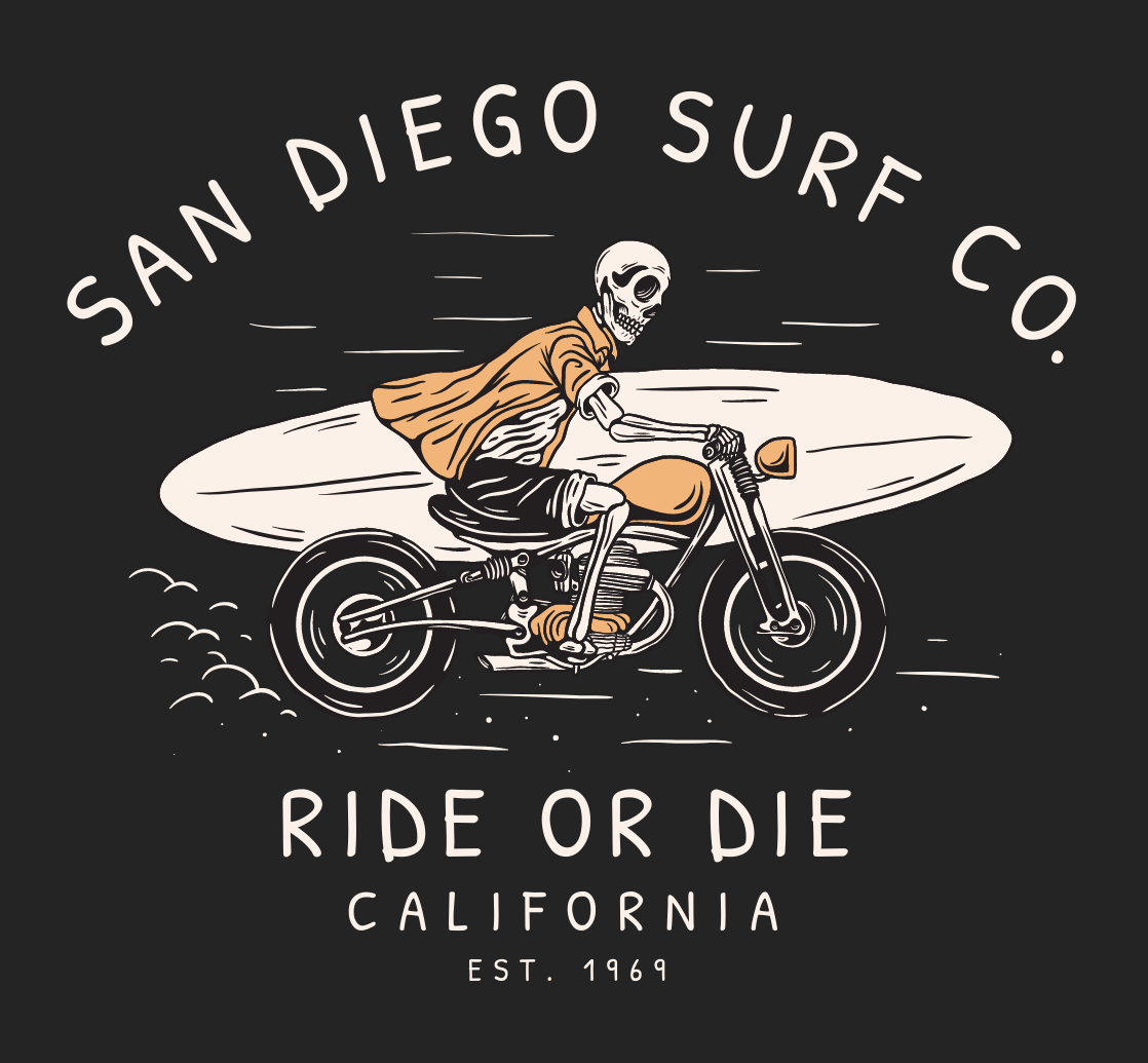 Ride or Die San Diego Surf Co. T-shirt