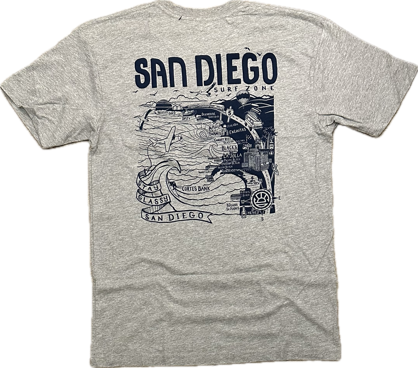 San Diego Map T-shirt with Surf Co. Logo