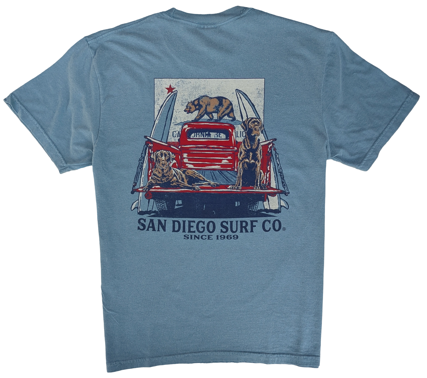 Red Truck CA Surf Dogs M Tee