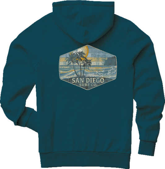 Pushed Back San Diego Surf Co. Zip Hoodie