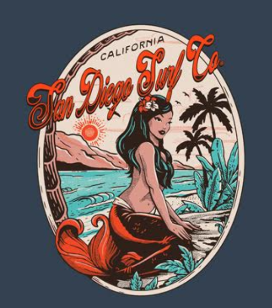 Vintage Mermaid San Diego Surf Co. Tee INDIGO / S